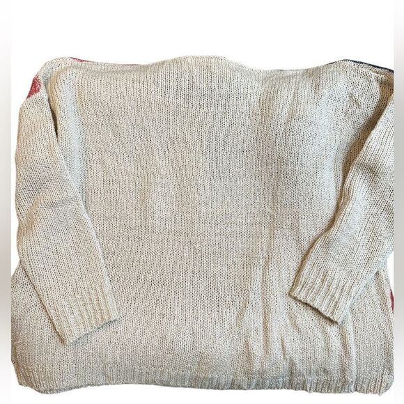 Women’s Beige American Flag Lightweight Sweater. Size S/M - Picture 5 of 6